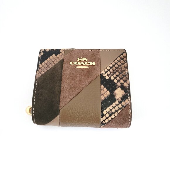 Coach CCR27 Snap Wallet Patchwork Small Clutch Mushroom Multi Mixed Materials - Picture 1 of 7